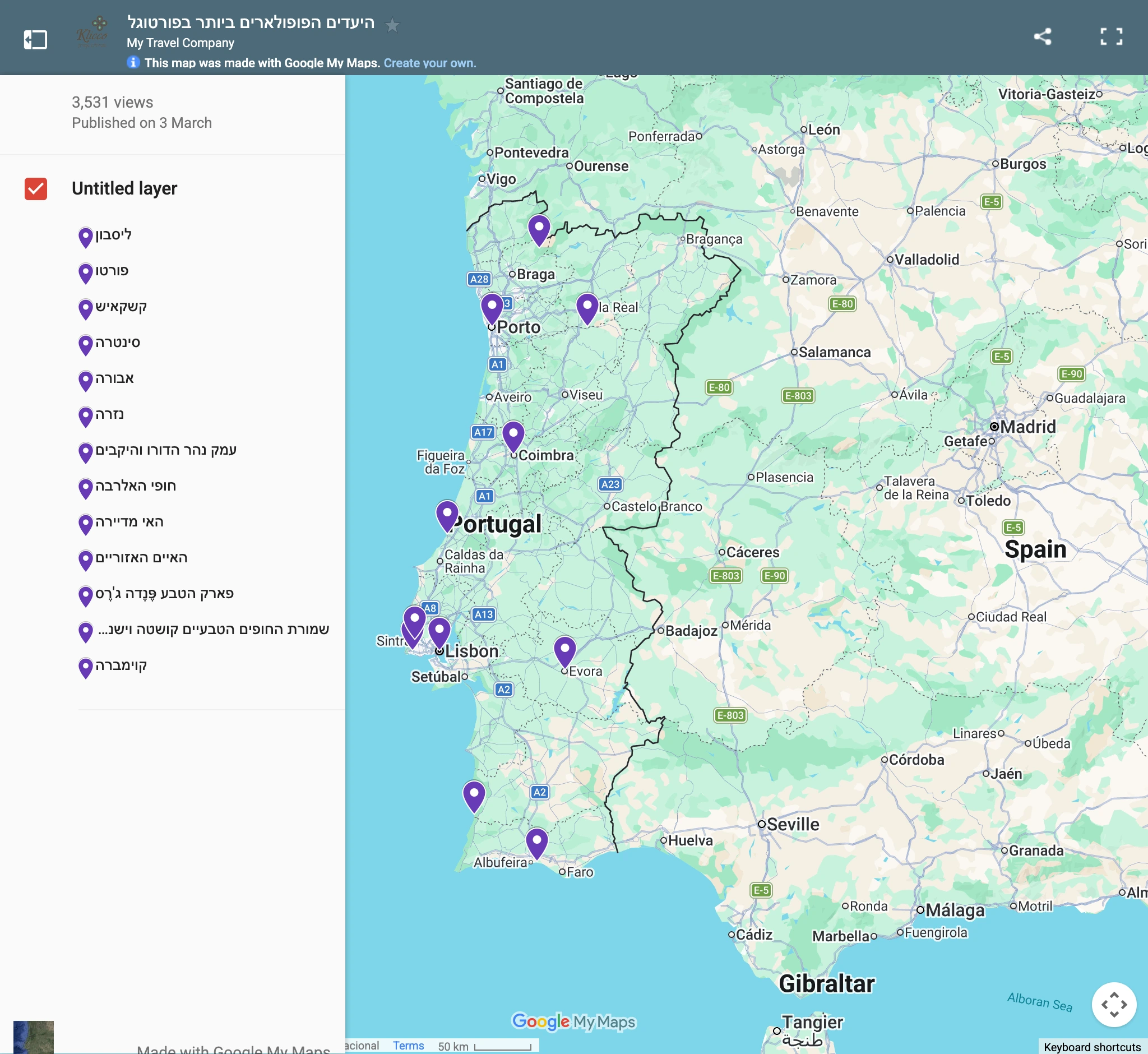 İngilizce sayfada İbranice bilgi gösteren Google Maps gömüsü