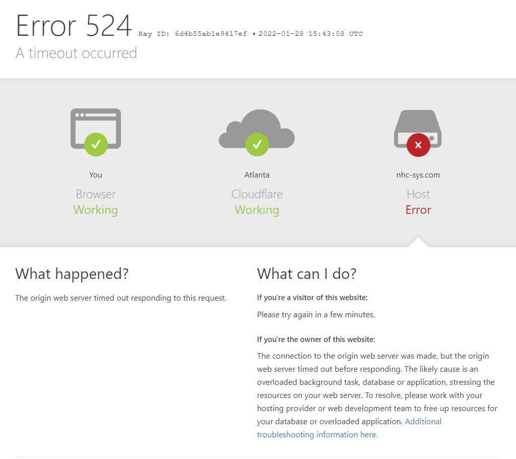 Cloudflare 524 zaman asimi hatasi