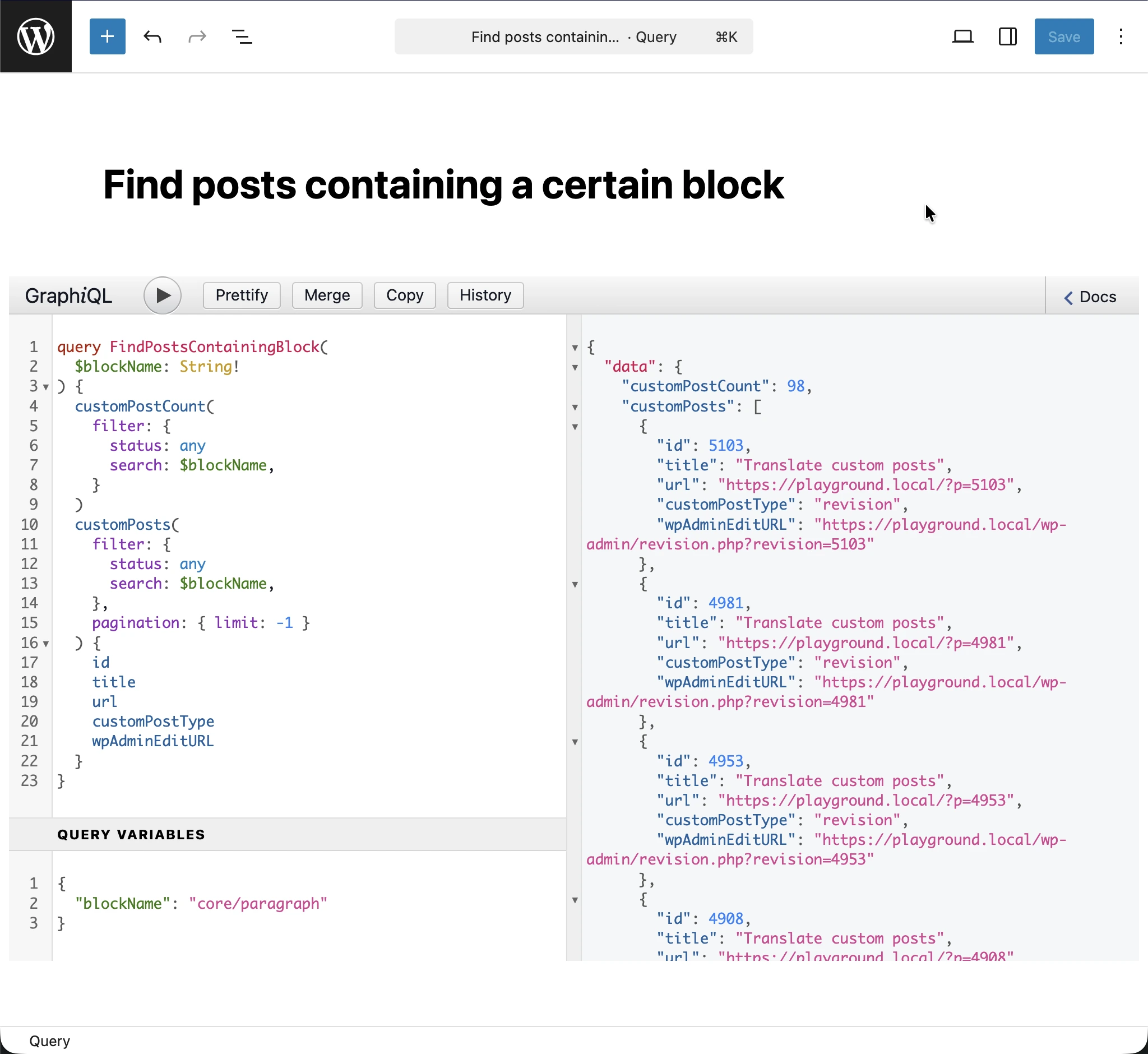 GraphQL query çalıştırılıyor