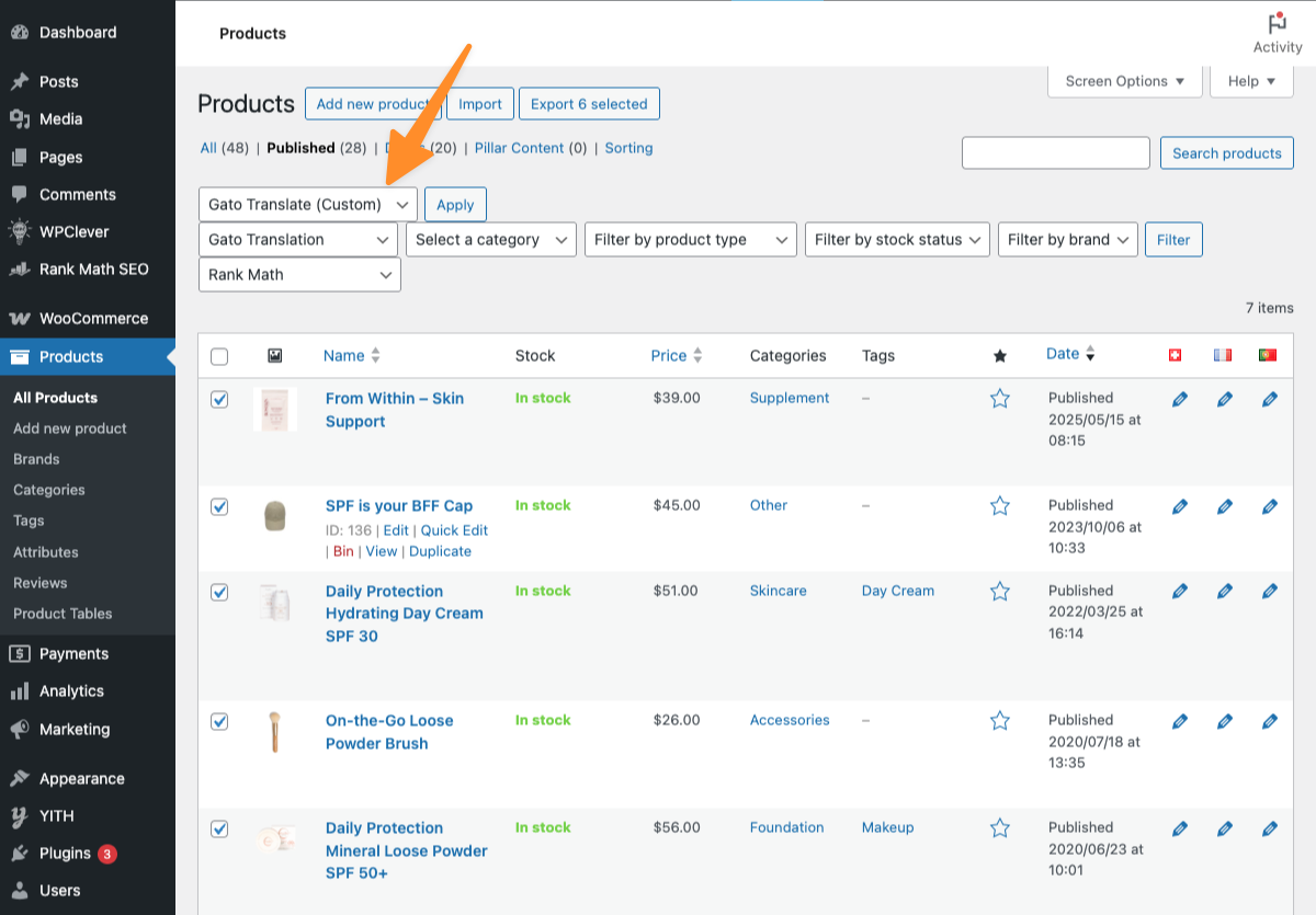 WooCommerce ürün çevirilerini toplu güncelleme